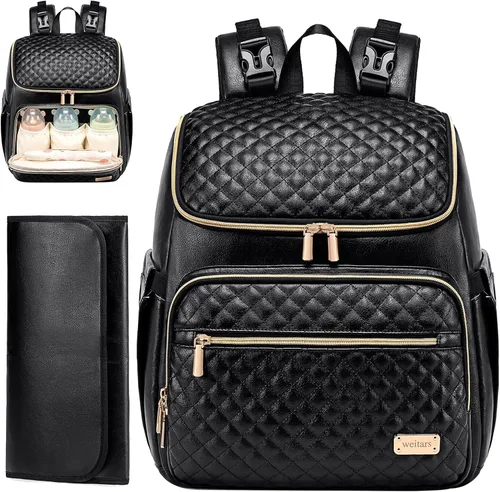 Miniatura 8 de Mochila para pañales Weitars con cambiador, mochila para pañales de bebé, mochila para pañales de viaje, bolso para pañales para mamá, 5 bolsillos