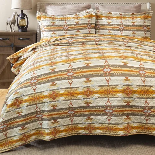 Miniatura 2 de CARSTENS, INC. Western Aztec Country - Juego de ropa de cama de microfibra de 3 piezas, juego de edredón de microfibra de 3 piezas, Wrangler Western