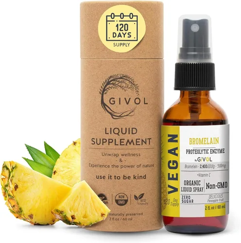 Extracto de piña líquido de bromelina cruda orgánica, potencia mejorada, 500 mg, para niños y adultos, sin OMG, 2.0 fl oz, suministro para 120 días