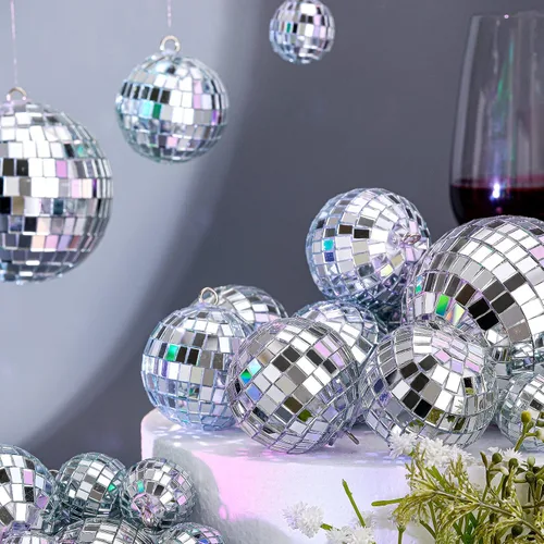 Miniatura 5 de 65 Piezas Bolas de Discoteca de Navidad Decoración Bolas de Discoteca Espejo Ornamento para Árbol de Navidad Tamaño Variado Bolas Plateadas
