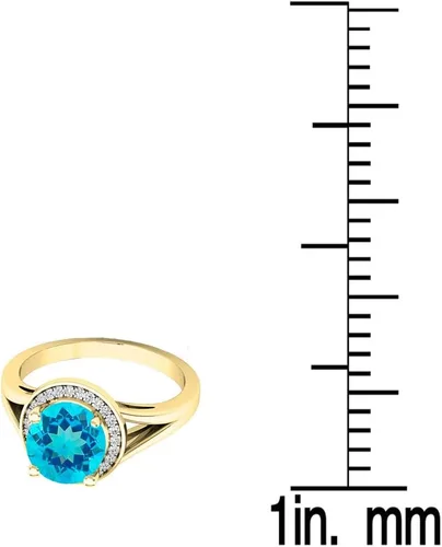 Miniatura 203 de Dazzlingrock Collection Anillo de compromiso redondo de 0.276 in con halo de diamante blanco y vástago dividido para ella en oro macizo de 14