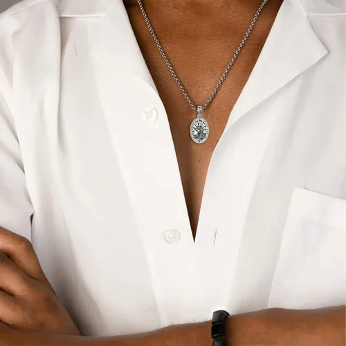 Miniatura 127 de Collar de plata de ley 925 con medalla de San Patrón, colgante de protección católica, amuleto, joyería religiosa para hombres y mujeres