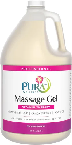 Wellness - Gel de masaje profesional de terapia vitamínica, 128 onzas, fórmula hipoalergénica para alivio muscular, tejido profundo profesional, gel