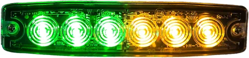 Buyers Products 8892210 Luz estroboscópica LED de 5" ámbar/verde, 6 LED, 23 patrones de flash, carcasa de aluminio, luces de advertencia para