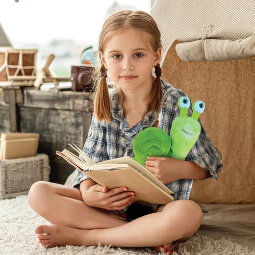Miniatura 7 de DolliBu - Peluche de caracol verde, súper suave, lindo juguete de peluche realista para niños y niñas, adorable juguete de peluche para bebés, niños