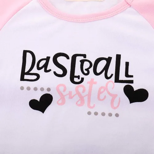 Miniatura 5 de Conjunto de ropa de dos piezas con estampado de hermanas de béisbol y pantalones cortos con borlas, ropa de dos piezas