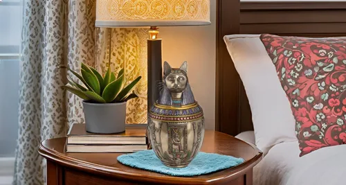 Miniatura 5 de Urna conmemorativa de gato bastet egipcio raro