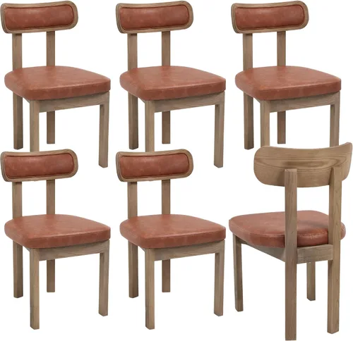 Miniatura 10 de Juego de 2 sillas de comedor de lino, modernas tapizadas de mediados de siglo con respaldo curvo, sillas de cocina sin brazos para sala de estar
