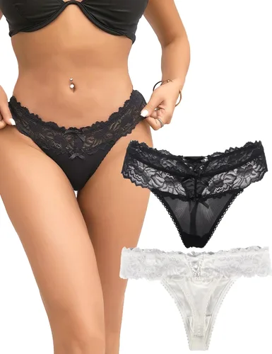 Miniatura 59 de ohyeah Tangas sexy de encaje tangas bragas de tiro bajo ropa interior para mujer de algodón entrepierna braga tangas bragas 4-18