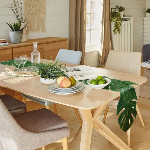 Miniatura 5 de AerWo 4 caminos de mesa artificiales de hojas de palma de 72 pulgadas, camino de mesa de hojas de palma tropicales para bodas, decoración de mesa