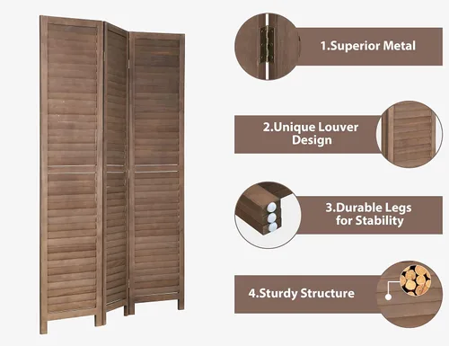 Miniatura 3 de Divisores de habitación de madera de 3 paneles y pantallas de privacidad plegables, divisores y divisores de habitación de 5.64 pies de alto y 4.2