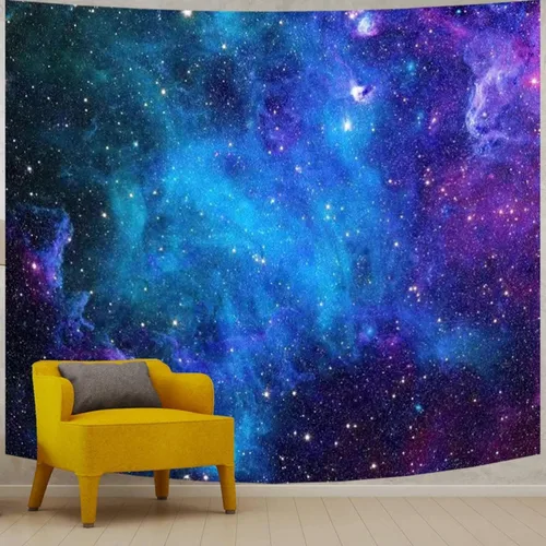 Miniatura 9 de Tapiz de galaxia con luz negra para dormitorio, espacio estético, cielo estrellado, estrellas, universo, telón de fondo, póster de luz negra