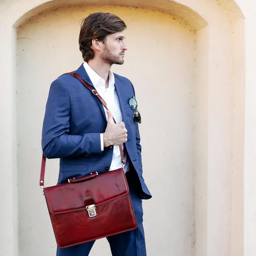 Miniatura 3 de Time Resistance Leather Briefcase - Italian Handmade Leather Laptop Bag - Handbag for Men - Professional Computer Case