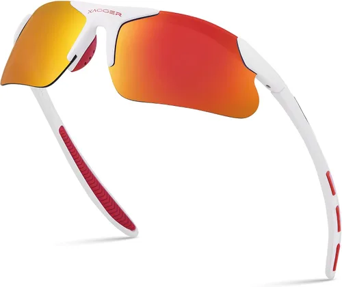 Miniatura 37 de Gafas de sol deportivas polarizadas para niños y niñas, gafas de béisbol y sóftbol, montura TR90 Negro Espejo azul hielo