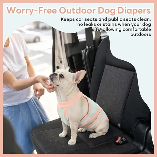 Miniatura 6 de PUMYPOREITY Pantalones de bulldog francés para perro, hechos para cuerpo corto y pecho ancho, solución reutilizable lavable para marcado, Azul