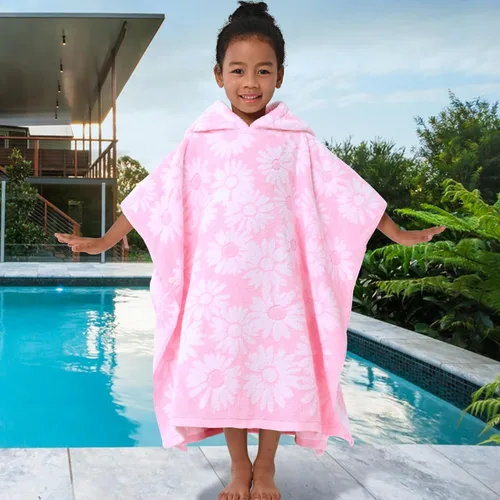 Miniatura 5 de VOOVA & MOVAS Poncho de Toalla de Baño Gruesa con Capucha para Niños (4-8 Años) - Bata de Toalla de Natación de Algodón Turco Suave y Absorbente