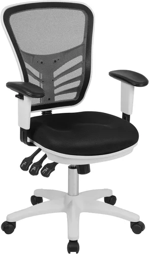 Miniatura 21 de Flash Furniture Nicholas Silla Giratoria de Respaldo Medio para Oficina y Juegos, Silla de Oficina Ergonómica de Malla con Soporte Lumbar y Altura