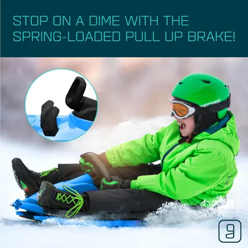 Miniatura 6 de Trineo de nieve para niños y adultos - Trineo de trineo, rueda de dirección de giro fácil, asiento antideslizante, freno de tracción, trineos