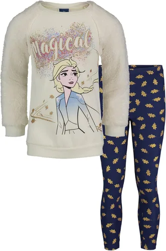 Disney Frozen Elsa - Conjunto de camiseta y leggings de forro polar de piel para niñas y niños grandes