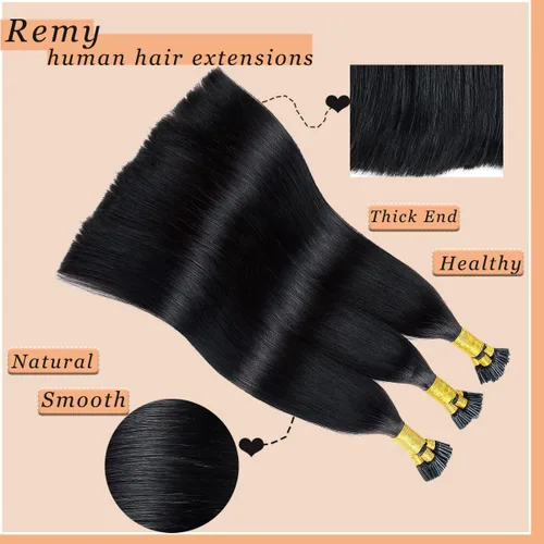 Miniatura 4 de Jiameisi Itip - Extensiones de cabello humano con queratina de 14 pulgadas, extensiones de cabello humano real para mujer, se adaptan a cualquier
