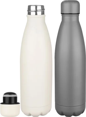 Miniatura 8 de OWS - Botellas de agua aisladas de 17 onzas a granel paquete de 1/2/4 botellas de agua deportivas de metal, botella de doble pared al vacío sin BPA