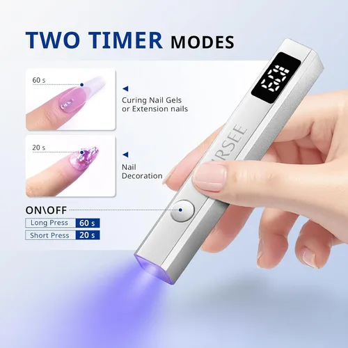 Miniatura 4 de AIRSEE Mini lámpara de uñas inalámbrica, luz UV de mano con pantalla LCD para uñas de gel, secador de uñas USB recargable para secado rápido