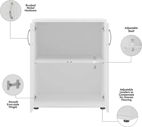Miniatura 4 de Bush Business Furniture - Armario universal de almacenamiento de piso con puertas y estantes en blanco, unidad de almacenamiento vertical de oficina