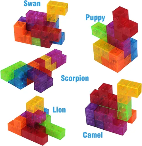 Miniatura 4 de WorWoder Bloques de construcción magnéticos para niños, cubos magnéticos 3D rompecabezas mágicos, juego de 7 bloques magnéticos de múltiples formas