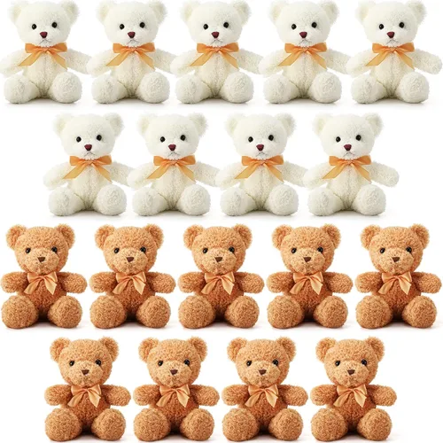 Lenwen 18 animales de peluche de oso a granel de 12 pulgadas, peluche suave, pequeño juguete de peluche para niños y niñas, baby shower, San Marrón