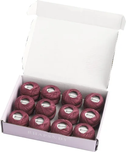 Miniatura 60 de Rhapsody Hilo de algodón perla tamaño 8 hilo de ganchillo Perle 12 bolas Set tejido a mano, bordado, sashiko, punto de cruz, costura, costura, Col. 5