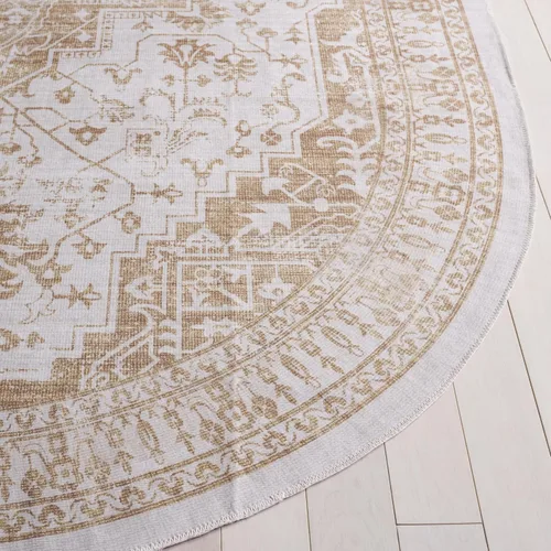 Miniatura 4 de SAFAVIEH Alfombra lavable Arizona Collection – 5 x 8 pies, ovalada, beige y dorado, antideslizante y fácil de limpiar, ideal para sala de estar