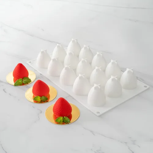 Miniatura 4 de Restaurantware - Molde de silicona para fresas de 15 cavidades, 1 molde de fresa listo para horno, flexible, congelable, blanco de silicona