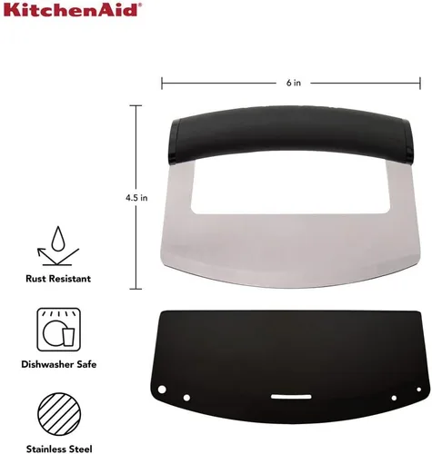 Miniatura 4 de KitchenAid Cuchillo Mezzaluna con hoja curvada de acero inoxidable con mango ergonómico, 6 pulgadas, color negro
