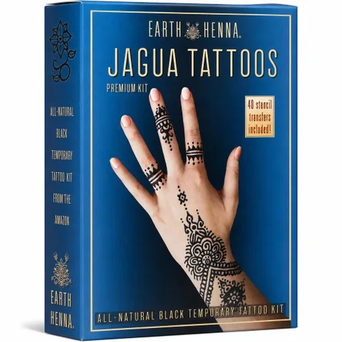 Kit de tatuaje temporal Jagua orgánico, color negro y pintura corporal prémium