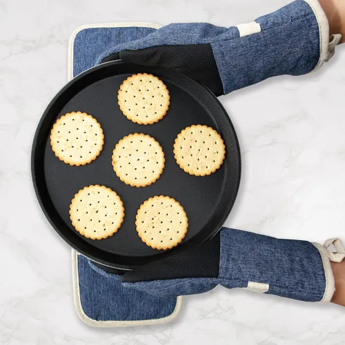 Miniatura 5 de Juego de guantes de horno y soportes para ollas, 4 piezas de guantes de horno de cocina resistentes al calor de 400 °F para cocina, guantes de horno