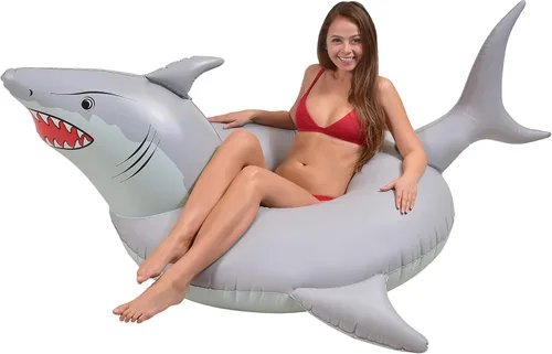 GoFloats Tubo flotador de piscina con forma de tiburón "Great White Bite", balsas inflables, adultos y niños