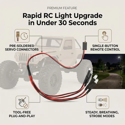 Kit de 4 luces LED Rock para Axial SCX24 1/24 RC Crawler Car Upgrade Parts, blanco y rojo luz trasera sistema de iluminación con control remoto