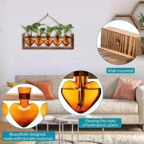 Miniatura 4 de Estaciones de propagación colgantes de terrario para plantas, regalo para mujeres, soporte para plantas de aire con soporte de madera, cristal