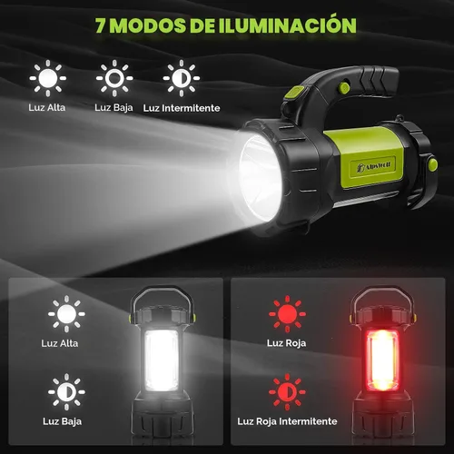 Miniatura 5 de AlpsWolf - Linterna de camping recargable, linterna LED con 800 lúmenes, 3600 mAh, correa incluida, luz de camping brillante portátil