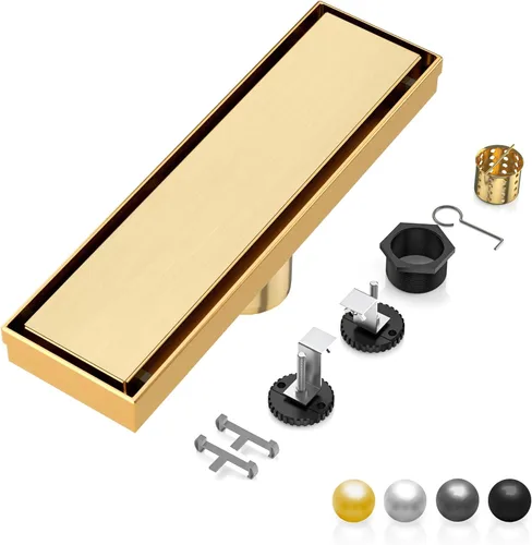 Miniatura 10 de DLONE Drenaje lineal de ducha Drenaje lineal de acero inoxidable AISI 304 de 36 pulgadas, desagüe de ducha negro mate con panel de inserción