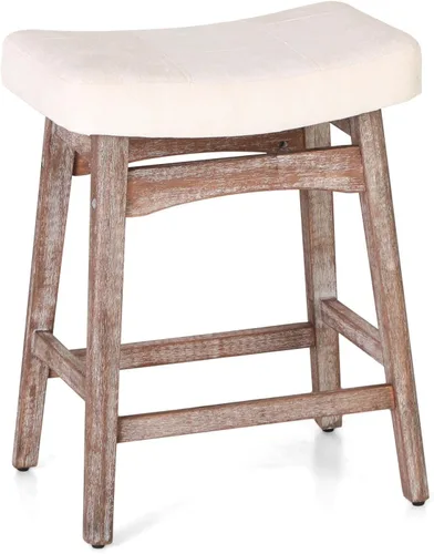 Miniatura 7 de Taburetes de altura para mostrador Sophia & William, taburetes de 24" con patas de madera maciza, taburetes de altura de mostrador tapizados en tela