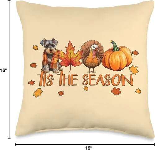 Miniatura 4 de Cute Dog Thanksgiving Fall Gifts for Her Tis The Season - Cojín miniatura de Schnauzer para otoño, Acción de Gracias, 16 x 16 pulgadas, multicolor