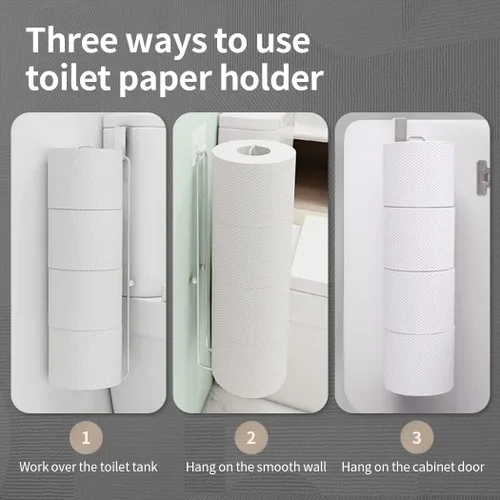 Miniatura 43 de Conworld Soporte de pared para almacenamiento de papel higiénico, dispensador portarrollos de papel higiénico sobre el tanque de reserva