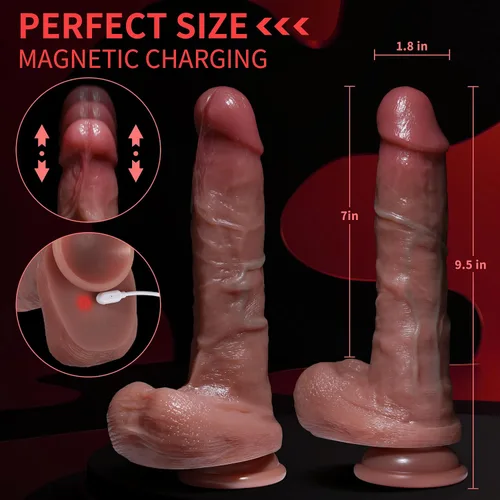 Miniatura 5 de Consolador de empuje realista juguete sexual - Consoladores sexuales con aplicación y control remoto con 5 modos de empuje y 10 modos de vibración