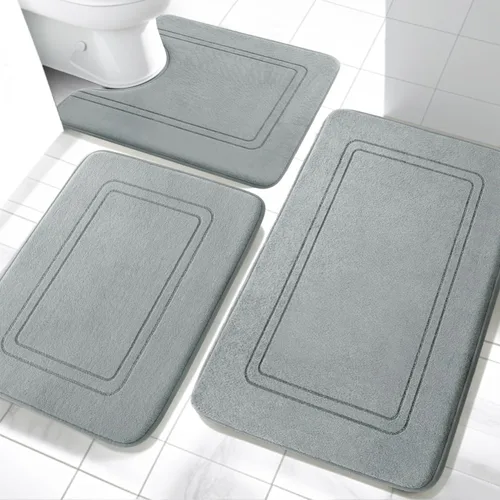 Miniatura 14 de YIHOUSE Juego de alfombras de baño de espuma viscoelástica, juego de 2 piezas, tapetes de baño antideslizantes para baño, juego de alfombras de baño