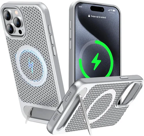 Miniatura 22 de Funda magnética de disipación de calor para iPhone 13 Pro Max, para MagSafe, protección contra caídas Coolingf, funda con función atril ajustable