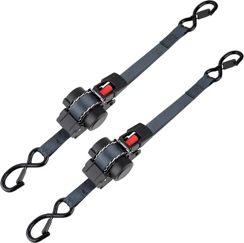 2 correas de trinquete autorretráctiles de 1 pulgada x 10 pies, correas de trinquete con rebobinado automático, resistencia a la rotura de 1200