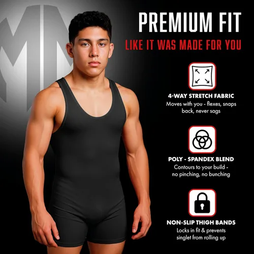 Miniatura 2 de Matman Edge Wrestling Singlet Hombres Niños Spandex Levantamiento de Pesas Color Sólido