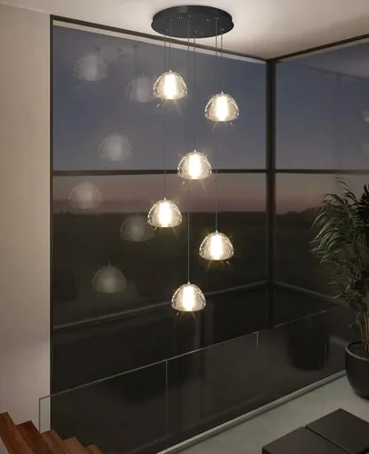 Miniatura 17 de Lámpara colgante moderna de cristal para isla de cocina, comedor, dormitorio, pasillo, color negro