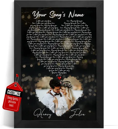 Miniatura 29 de VICILO Póster Enmarcado con Letras de Canción Personalizadas, Regalo para Padres, Acordes de Canción Perfectos, Pareja, 50° Aniversario de Boda